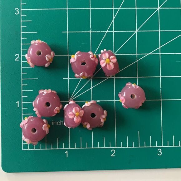 Pink Lampwork Floral Petal Beads - Picture 4 of 4